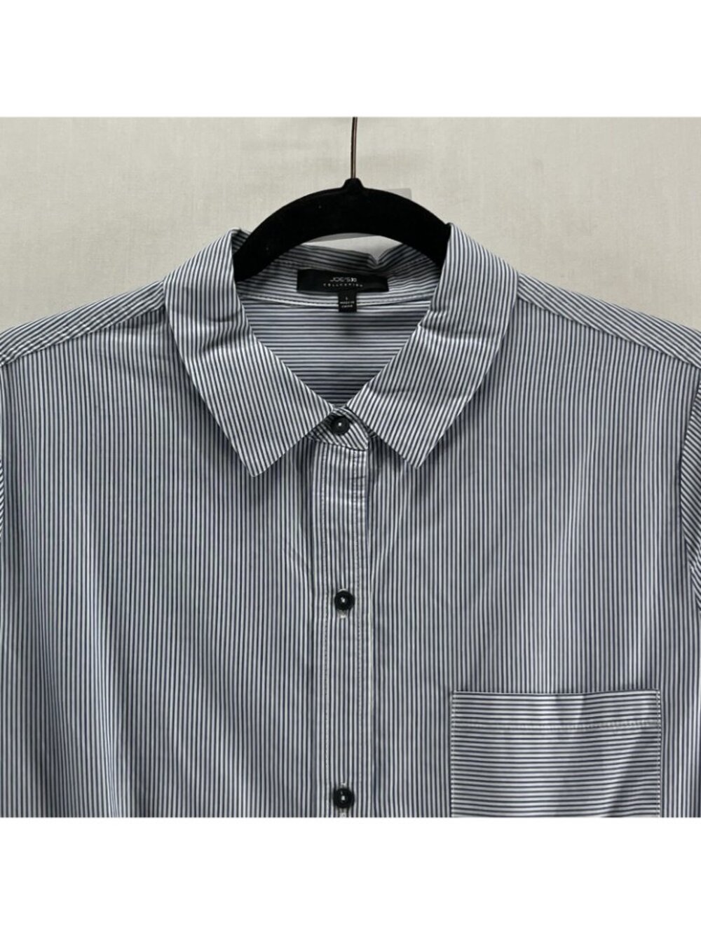 Joes Jeans Shirt Dress Women L Bell Sleeve Button Up Collared Striped Blue White - Picture 12 of 14